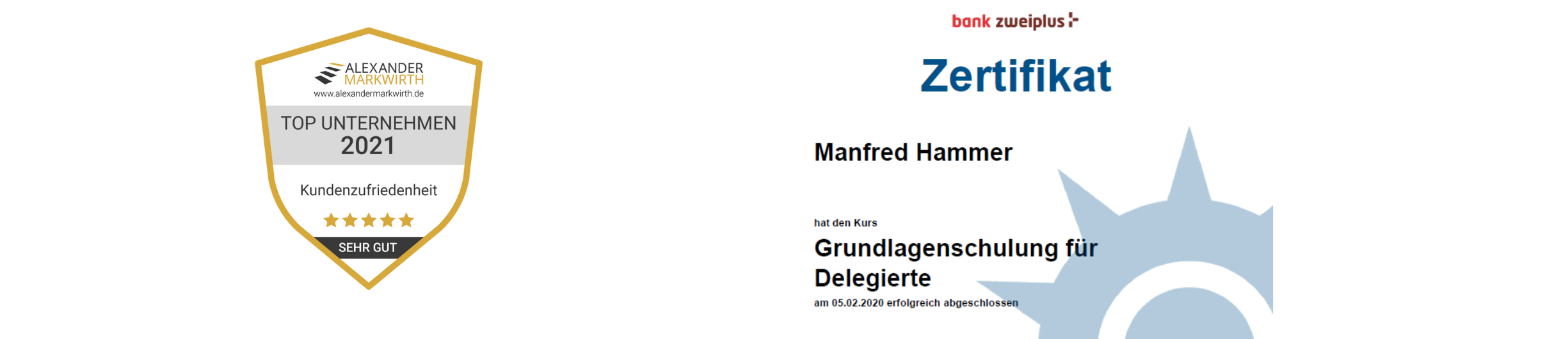 Zwei Zertifikate.